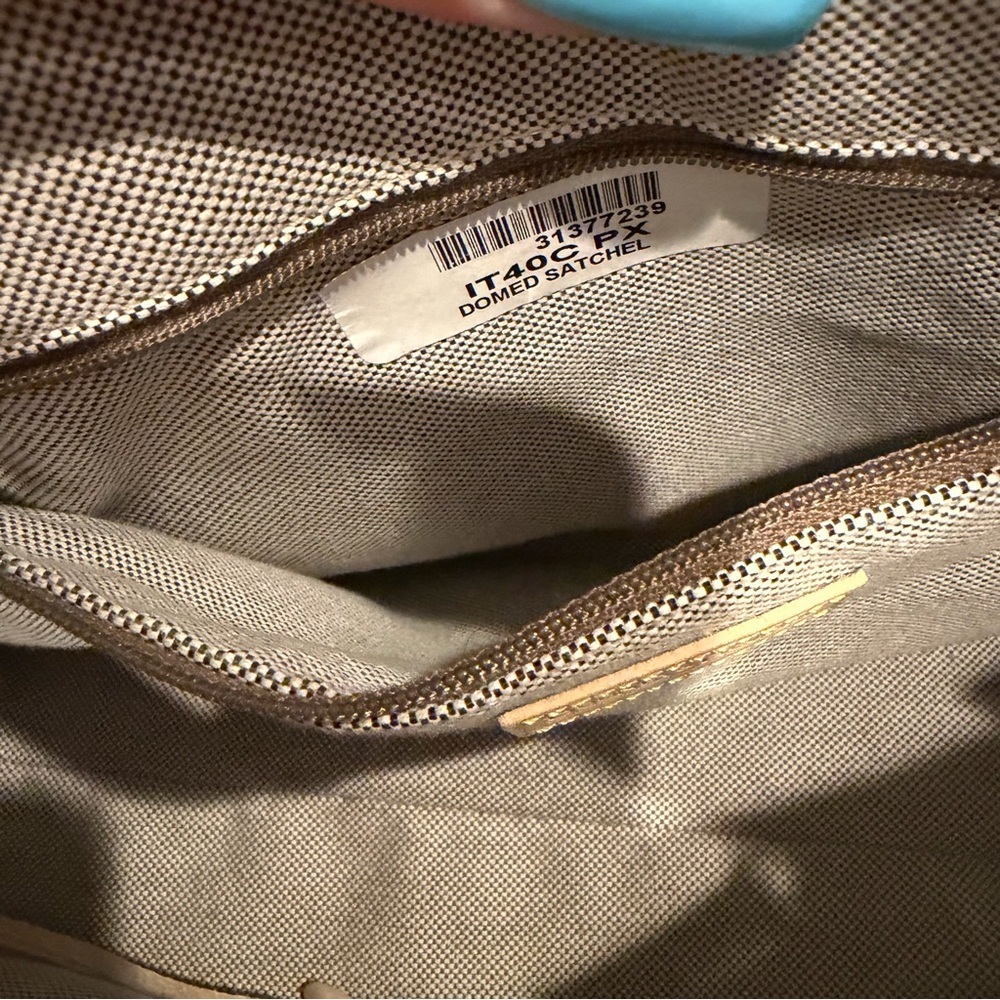 Y2K Dooney & Bourke Pastel Green & Yellow Leather Trim East West Shoulder Bag - Picture 10 of 11